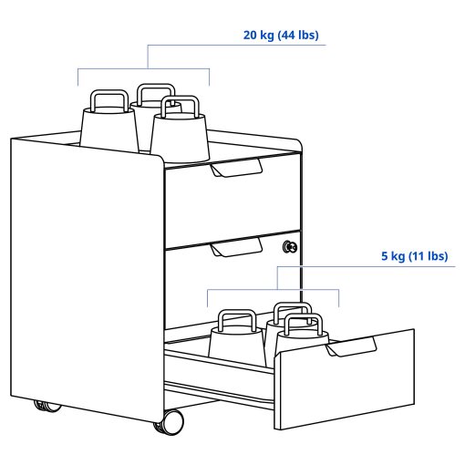 TROTTEN, drawer unit with 3 drawers on castors, 40x47x56 cm, 804.850.98