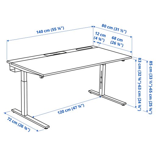 MITTZON, desk, 140x80 cm, 895.281.21