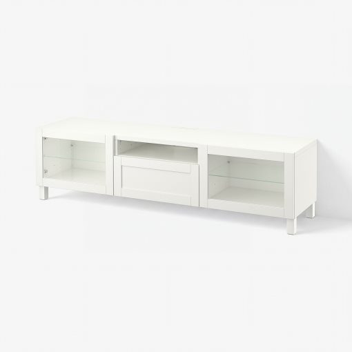 BESTÅ, TV bench with doors/drawer soft closing, 180x42x48 cm, 093.291.92