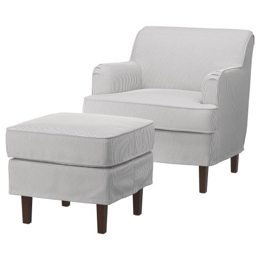 ROCKSJON, armchair with footstool, 695.146.86