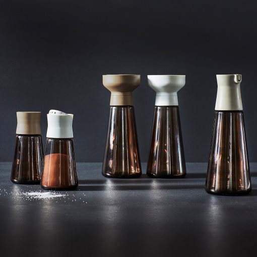 HALVTOM, salt and pepper shakers/glass/2 pack, 12 cm, 005.234.43
