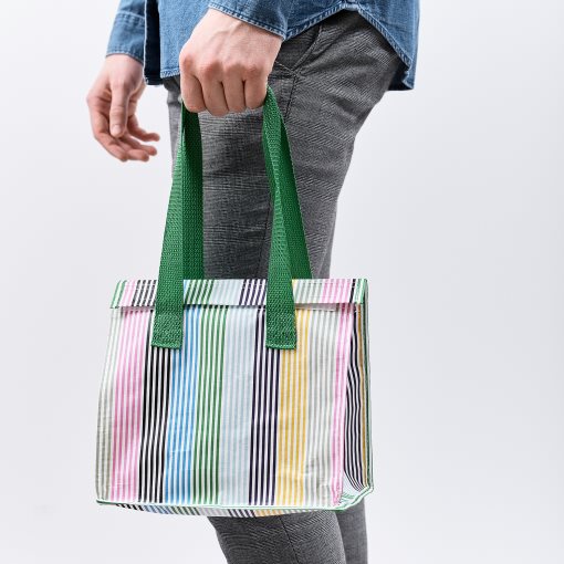 FLADDRIG, τσάντα φαγητού/ριγέ, 25x16x27 cm, 005.493.39