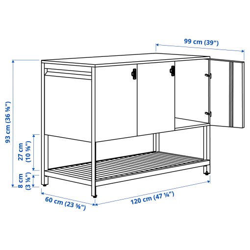 BATSKAR, closed kitchen unit/outdoor, 120x60 cm, 005.533.88