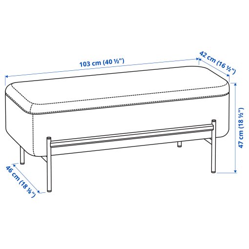 VALTORP, bench with storage, 103 cm, 005.623.40