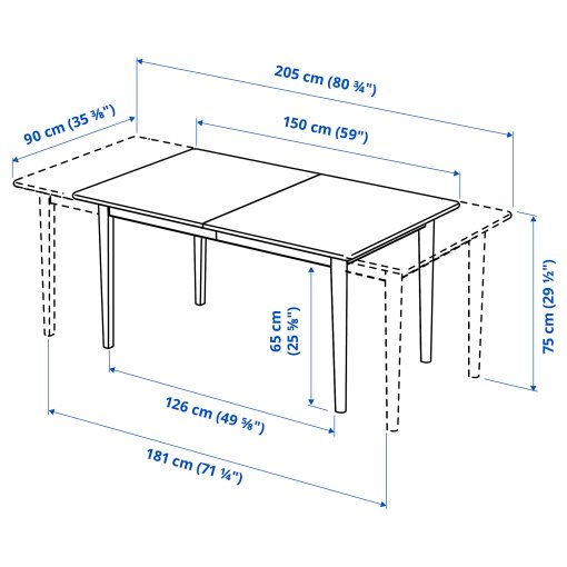 SKANSNAS, extendable table, 150/205x90 cm, 005.657.58