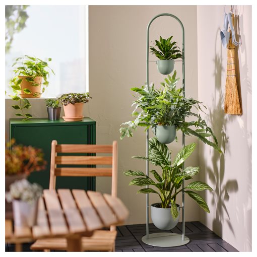 DAKSJUS, plant stand with 3 plant pots/in/outdoor, 005.670.26