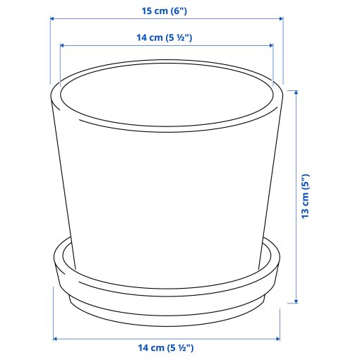 KLOTLÖNN, plant pot with saucer/in/outdoor, 12 cm, 005.840.64