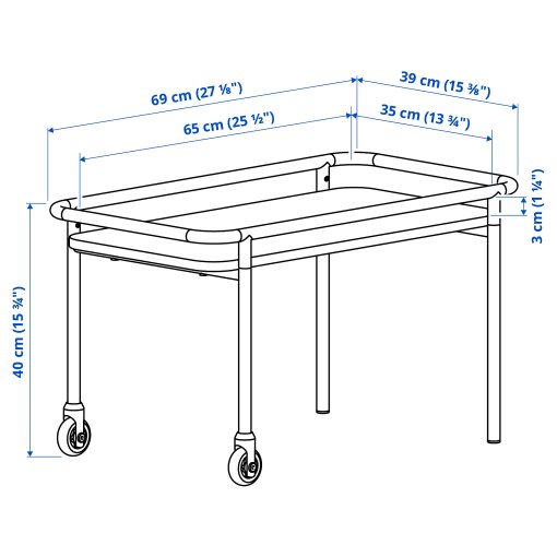 BRÄNNBOLL, side table on castors, 69x39 cm, 005.863.60