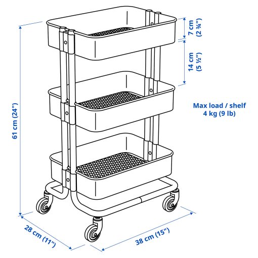 RÅSKOG, trolley, 28x38x61 cm, 005.867.89