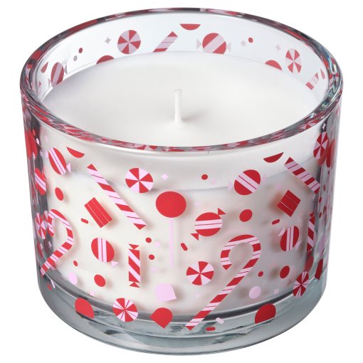 VINTERFINT, scented candle in glass/candy cane, 50 hr, 005.999.61