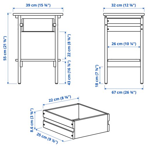 KRONÖREN, bedside table, 32x39x55 cm, 006.108.07