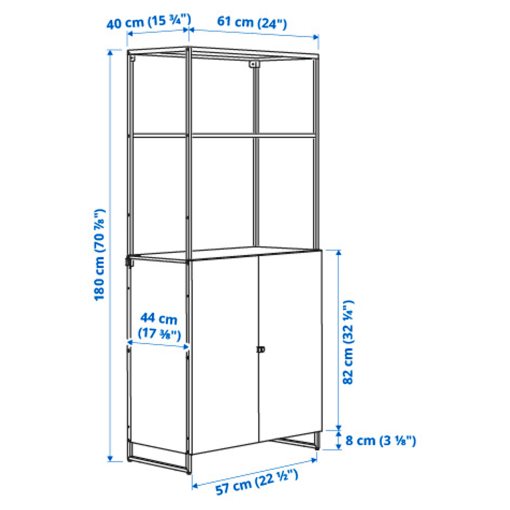 JOSTEIN, shelving unit with doors/in/outdoor, 61x44x180 cm, 094.372.38