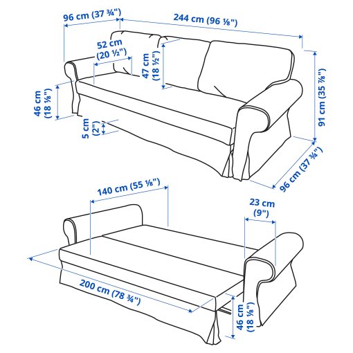 VRETSTORP, τριθέσιος καναπές-κρεβάτι, 094.912.54