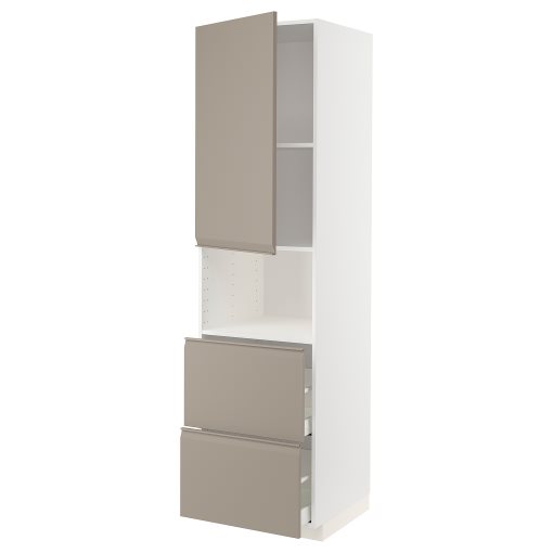 METOD/MAXIMERA, ψηλό ντουλάπι για φούρνο μικρoκυμάτων με πόρτα/2 συρτάρια, 60x60x220 cm, 094.921.35
