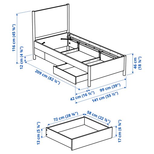 TONSTAD, bed frame with storage, 90x200 cm, 094.966.90