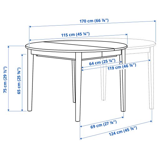 SKANSNAS, table and 4 chairs, 115/170 cm, 095.616.33