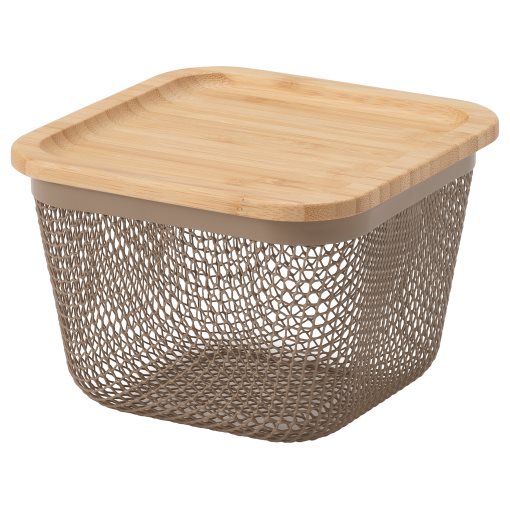 IKEA 365+, τετράγωνο μεταλλικό καλάθι τροφίμων με καπάκι, 15x15x11 cm, 095.814.76