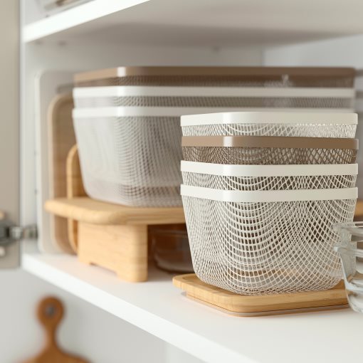 IKEA 365+, τετράγωνο μεταλλικό καλάθι τροφίμων με καπάκι, 15x15x11 cm, 095.814.76