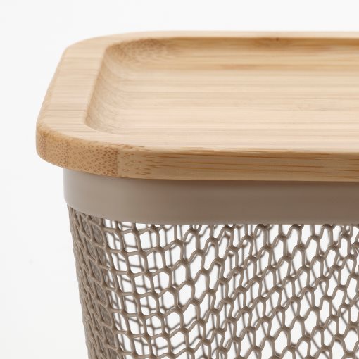 IKEA 365+, τετράγωνο μεταλλικό καλάθι τροφίμων με καπάκι, 15x15x11 cm, 095.814.76