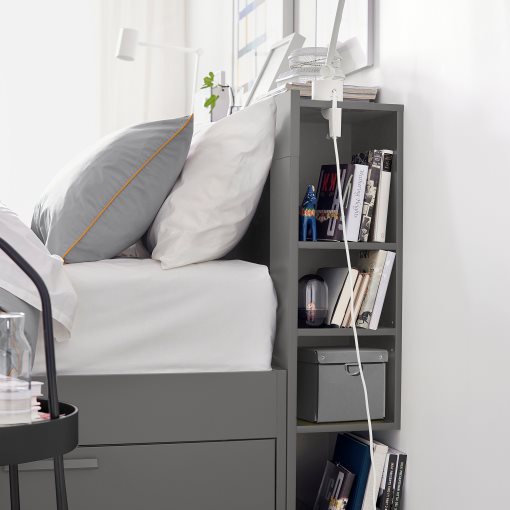 BRIMNES, bed frame with storage and headboard, 160x200 cm, 095.900.27