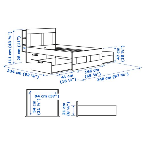 BRIMNES, bed frame with storage and headboard, 160x200 cm, 095.900.27