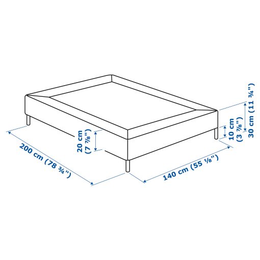 LYNGOR, slatted mattress base with legs, 140x200 cm, 096.081.69