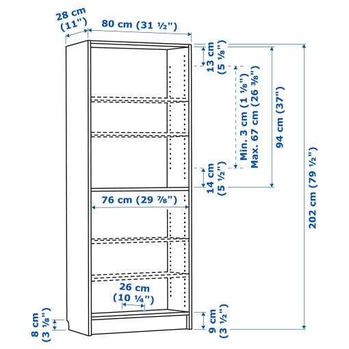 BILLY, bookcase, 80x28x202 cm, 105.089.32