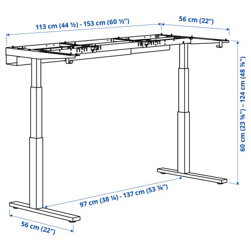 MITTZON, underframe sit/stand for desk/electric, 120/140/160x60 cm, 105.155.98