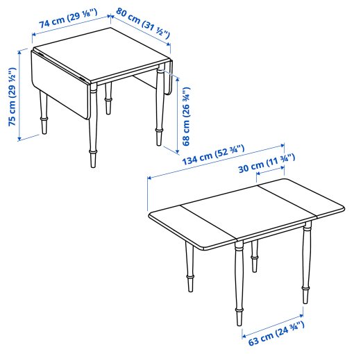 DANDERYD, τραπέζι με πτυσσόμενα φύλλα, 74/134x80 cm, 105.161.21