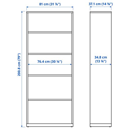 TONSTAD, bookcase, 81x37x201 cm, 105.284.64