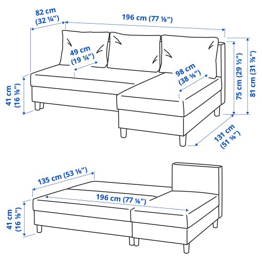 ÄLVDALEN, 3-seat sofa-bed with chaise longue, 105.306.69