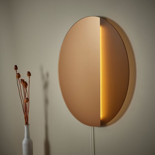 VARMBLIXT, wall/mirror lamp with built-in LED light source/dimmable/round, 105.315.41