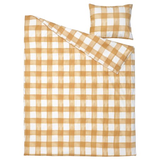 KANTNEPETA, duvet cover and pillowcase/check, 150x200/50x60 cm, 105.467.31