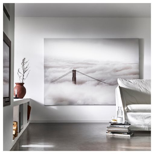 BJÖRKSTA, picture/bridge and clouds, 200x140 cm, 105.548.96