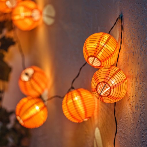 SOLVINDEN, γιρλάντα με ενσωματωμένο φωτισμό LED/12 λαμπτήρες/εξωτερικού χώρου/λειτουργία με μπαταρία, 105.932.04