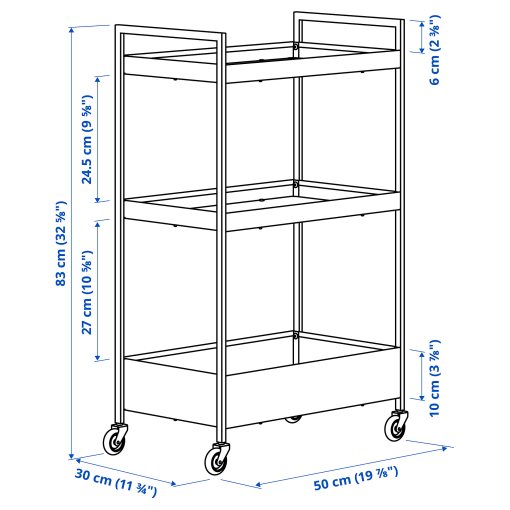 NISSAFORS, trolley, 50.5x30x83 cm, 106.067.82