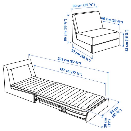 KIVIK, μονοθέσιος καναπές-κρεβάτι, 194.702.27