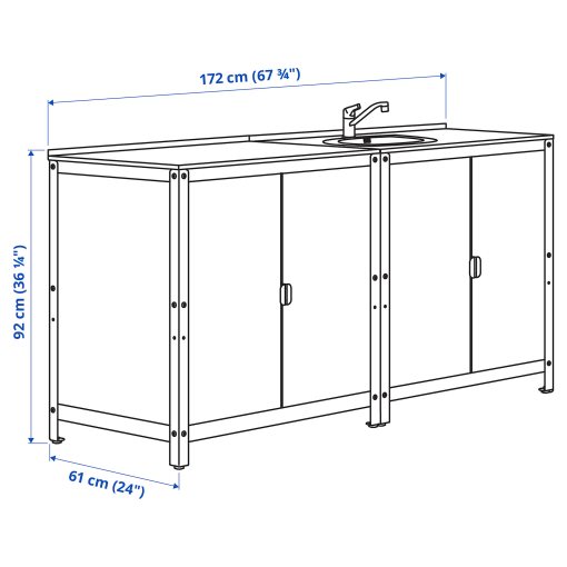 GRILLSKÄR, kitchen sink unit/cabinet/outdoor, 172x61 cm, 194.965.43