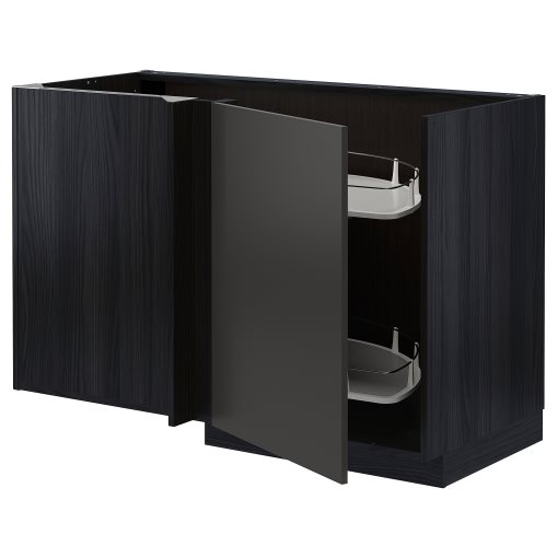 METOD, corner base cabinet with pull-out fitting, 128x68 cm, 194.987.59