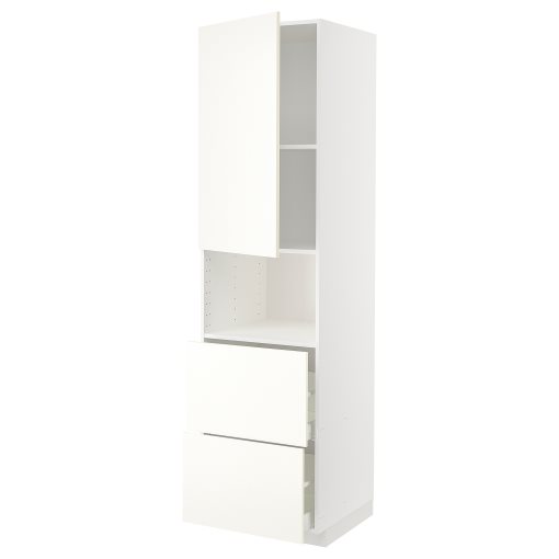 METOD/MAXIMERA, high cabinet for microwave with door/2 drawers, 60x60x220 cm, 195.074.57