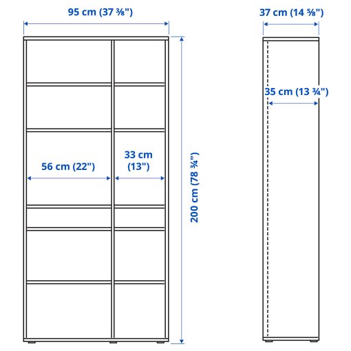 VIHALS, storage combination with glass doors, 190x37x200 cm, 195.210.95