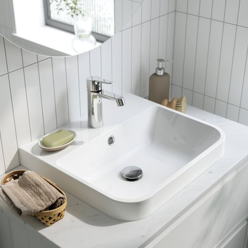 ANGSJON/BACKSJON, wash-stand with drawers/wash-basin/tap/high-gloss, 82x49x71 cm, 195.213.97