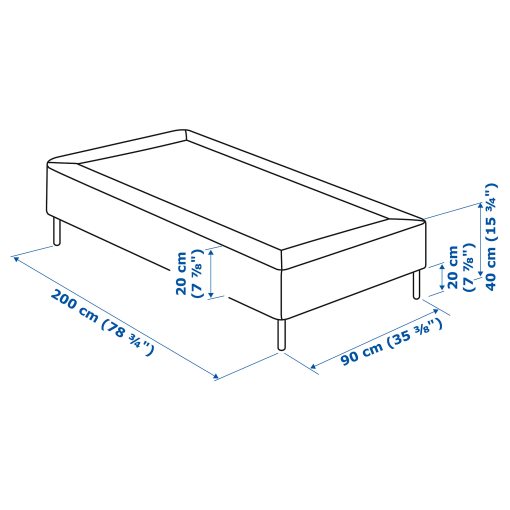 LYNGOR, slatted mattress base with legs, 90x200 cm, 195.544.15