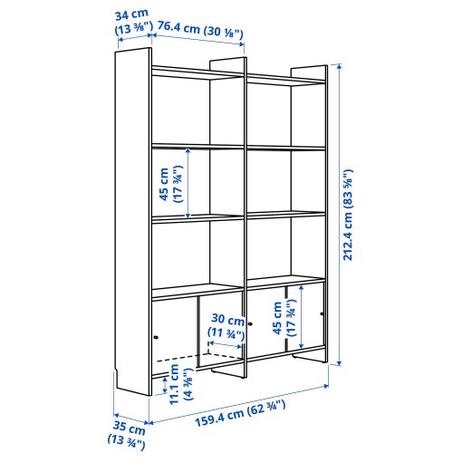 LÅDMAKARE, storage combination with sliding doors and with 6 shelves, 159x35x212 cm, 195.646.74