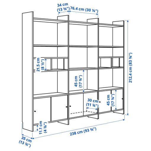 LÅDMAKARE, storage combination with sliding doors and 2 shelf inserts, 238x35x212 cm, 195.646.88