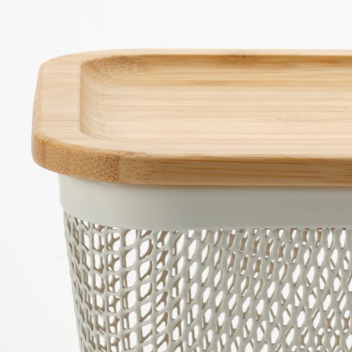 IKEA 365+, τετράγωνο μεταλλικό καλάθι τροφίμων με καπάκι, 15x15x11 cm, 195.808.72