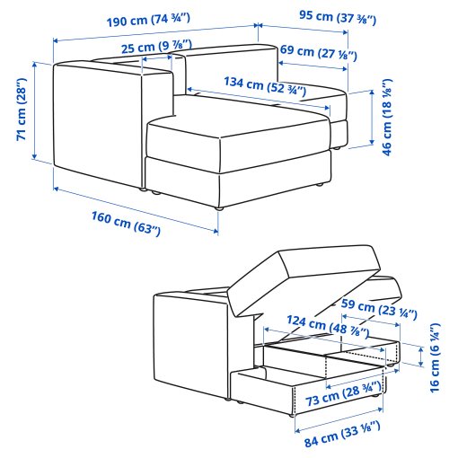 JÄTTEBO, 2,5-seat modular sofa with chaise longue/left, 196.076.40
