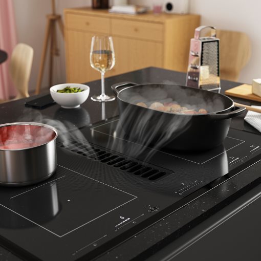 TÄCKNAN, induction hob/interior extractor with recirculation kit/IKEA 500, 83 cm, 196.125.14
