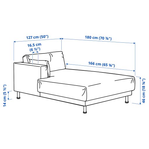 UPPÅKRA, chaise longue module with armrest left, 196.129.86