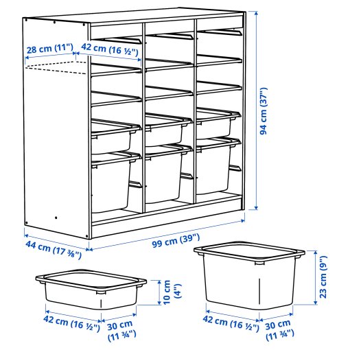 TROFAST, storage combination room divider with shelves and boxes, 93x44x91 cm, 196.131.08